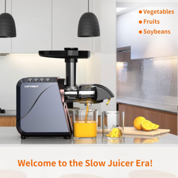 Juicer Machine, Cold Press Juicer Extractor with Overheating Protection, Masticating Slow Juicer for Fruits and Vegetables, Easy to Assemble and Clean Juicer, BPA Free