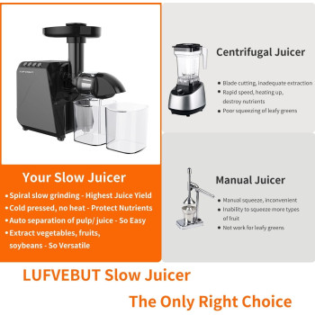 Juicer Machine, Cold Press Juicer Extractor with Overheating Protection, Masticating Slow Juicer for Fruits and Vegetables, Easy to Assemble and Clean Juicer, BPA Free