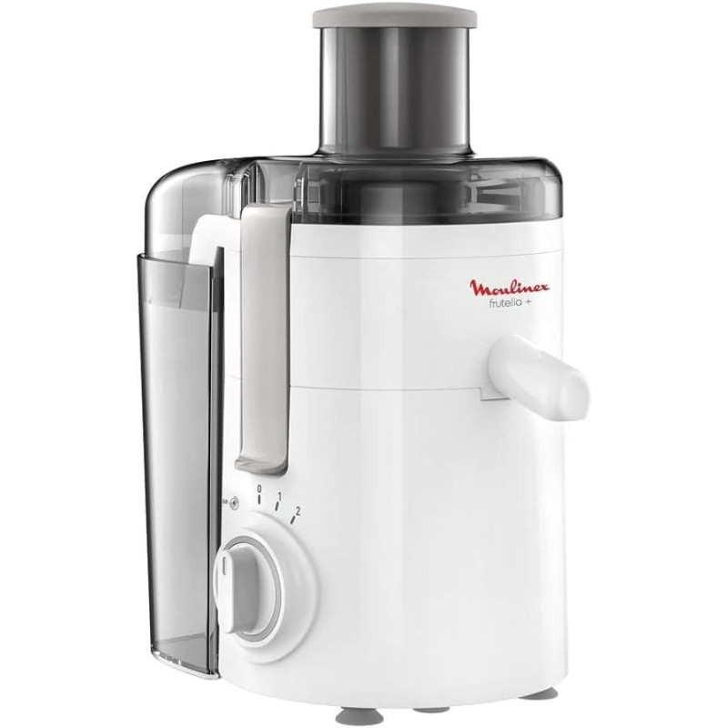 Moulinex Fruitelia Juice Extractor, Healthy Everyday Juicing, Plastic/Stainless Steel 950ML, 350W, JU370127 - White