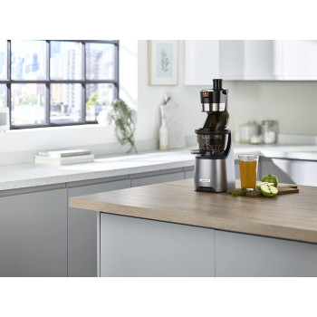 KENWOOD Slow Juicer Cold Press Juicer 240W Juice Extractor with Wide Feed Tube, Juice Jug, Pulp Container, Anti Drip, Extra Sieve, Cleaning Brush, Sorbet, Rinse Clean Function JMP800SI Grey