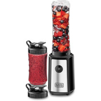 Black & Decker Sports Blender/Smoothie Maker, 300W, 6 Piece with 500ml & 300ml Sports Bottle, 21500 RPM with Turbo Speed, SS Blades to Pulverize Ice & Frozen Fruits - SBX300-B5