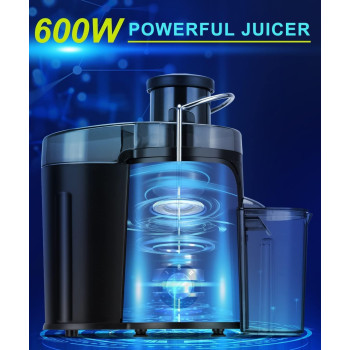 Juicer Machines, Juicer, Large 3 Inch Feed Chute for Whole Fruits and Vegetables, Faster with Dual Speed, Juice Residue Separation, Easy to Use/Clean, Anti-Drip, 600W, 3.5 Veg, BPA Free, (Silver 1)