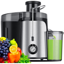 Juicer Machines, Juicer, Large 3 Inch Feed Chute for Whole Fruits and Vegetables, Faster with Dual Speed, Juice Residue Separation, Easy to Use/Clean, Anti-Drip, 600W, 3.5 Veg, BPA Free, (Silver 1)