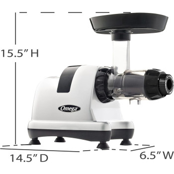 Omega Medical Medium Masticating Juicer, Cold Press Juicer Machine For Celery with Adjustable Dial, 200-Watts, Silver - MM900HDS