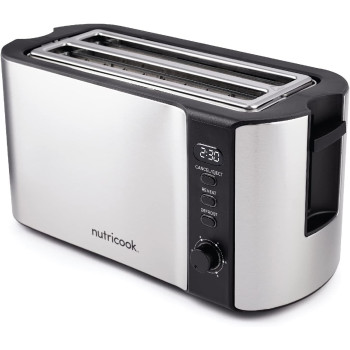 Nutricook Digital 4-Slice Toaster With LED Display, 1500W, Black, 2 year Warranty - NC-T104S