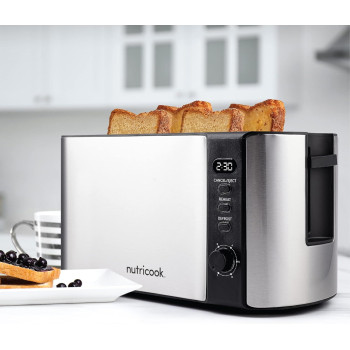 Nutricook Digital 4-Slice Toaster With LED Display, 1500W, Black, 2 year Warranty - NC-T104S