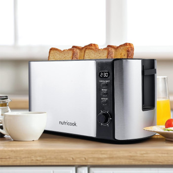 Nutricook Digital 4-Slice Toaster With LED Display, 1500W, Black, 2 year Warranty - NC-T104S