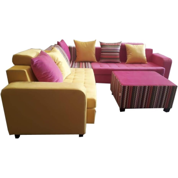 Living Room- Corner Sofa Set-Double Coloure -With Pillows-Table