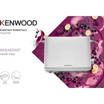 KENWOOD Toaster 2 Slice Bread Toaster With Integrated Bun Warmer, White - TCP01.A0WH