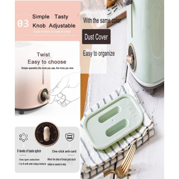 Bear 2 Slice Small Toaster Warmer With Dust Cover - 650W