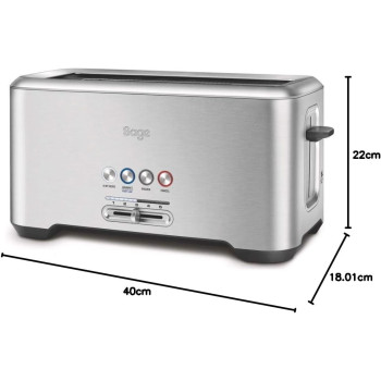 Sage Breville BTA730UK The Bit More 4 Slice Long Slot Toaster - Silver Min 1 year manufacturer warranty 