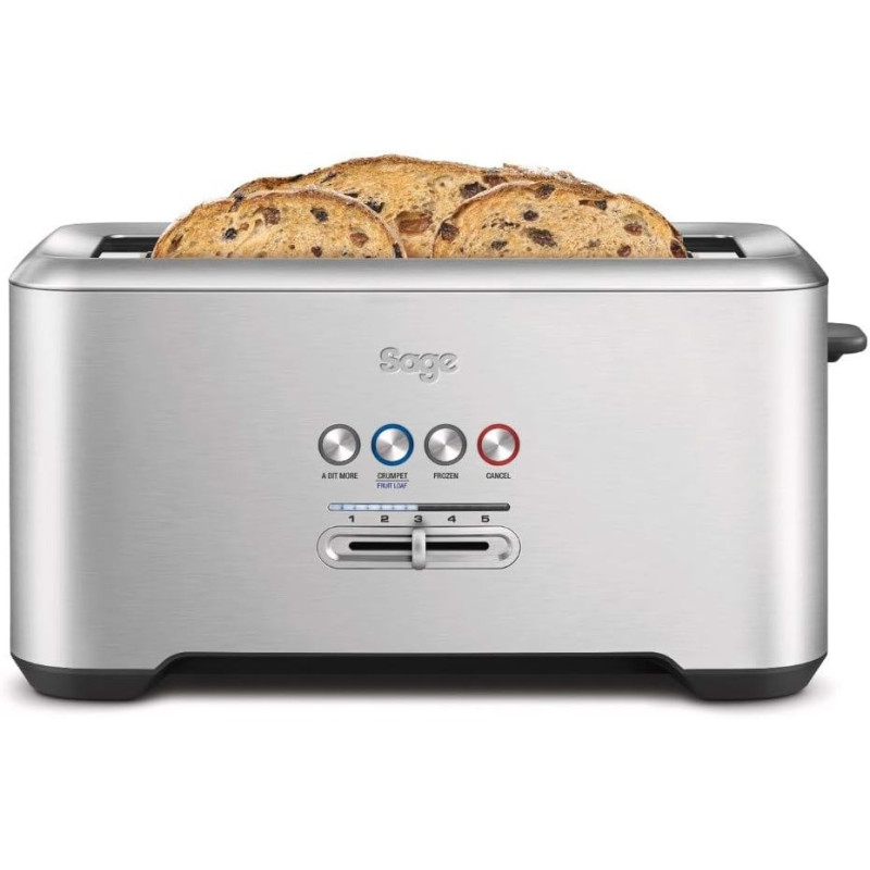 Sage Breville BTA730UK The Bit More 4 Slice Long Slot Toaster - Silver Min 1 year manufacturer warranty