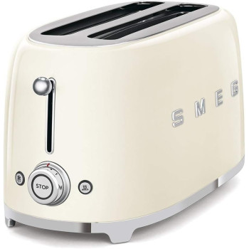 Smeg 50's Retro Style 4 Slice Toaster, 1500W, Cream, 1 Year Warranty - TSF02CRUK