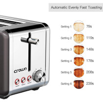 Crownline 2 Slices Stainless Steel Toaster 2-Slice Bread Toaster Black Min 1 year manufacturer warranty, TR-202