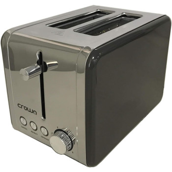 Crownline 2 Slices Stainless Steel Toaster 2-Slice Bread Toaster Black Min 1 year manufacturer warranty, TR-202