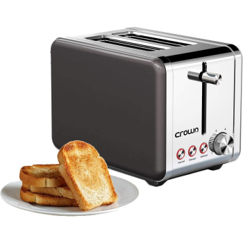Crownline 2 Slices Stainless Steel Toaster 2-Slice Bread Toaster Black Min 1 year manufacturer warranty, TR-202