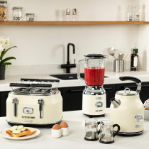 Westinghouse Retro 4-Slice Toaster - Six Adjustable Browning Levels - With Self Centering Function & Crumb Tray - Including Warm Rack For Bread, Bagels, Sandwiches & Croissants - White