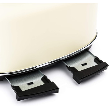 Westinghouse Retro 4-Slice Toaster - Six Adjustable Browning Levels - With Self Centering Function & Crumb Tray - Including Warm Rack For Bread, Bagels, Sandwiches & Croissants - White