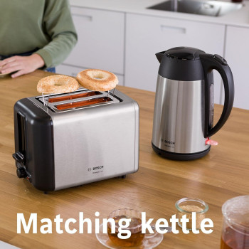 Bosch DesignLine Stainless Steel Toaster, Two Slice, Silver - TAT3P420GB