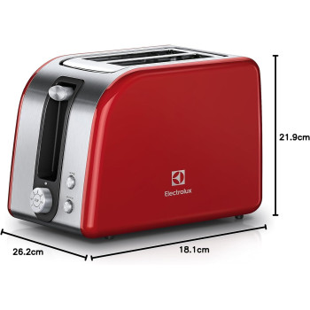 Electrolux EAT7700 2-Slice Toaster 850W red metallic, Design toaster, Defrost and Reheat function, 7 browning levels, Removable crumb tray, stop button
