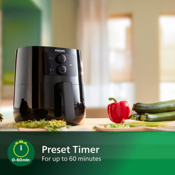 PHILIPS Essential Air Fryer, 1400W, Black, UAE Version, Min 1 year manufacturer warranty - HD9200/91