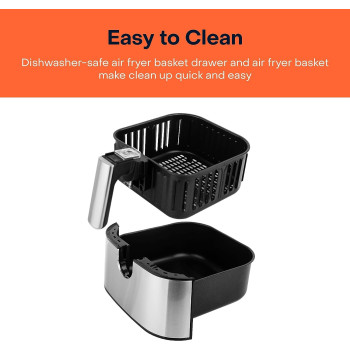 Nutricook Air Fryer 2,3.6 Liters, 1500 Watts, Digital 10 Pre-set Programs With Built-In Preheat Function, Stainless Steel/Black, 2 Years Warranty