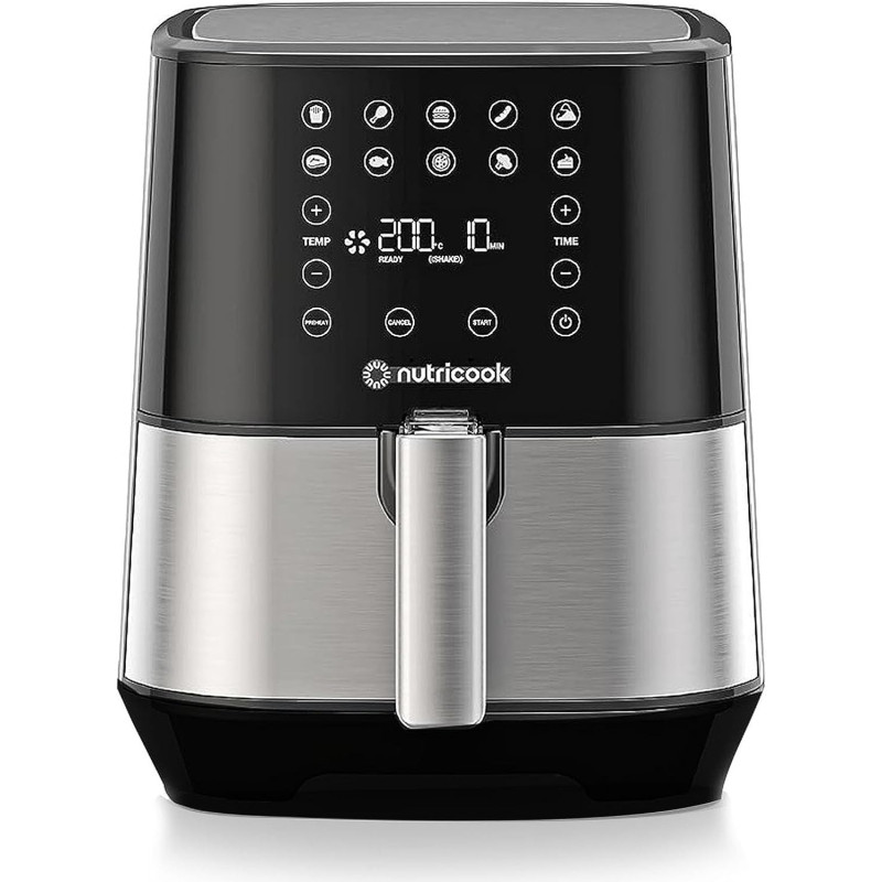 Nutricook Air Fryer 2,3.6 Liters, 1500 Watts, Digital 10 Pre-set Programs With Built-In Preheat Function, Stainless Steel/Black, 2 Years Warranty