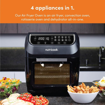 Nutricook Air Fryer Oven, 1800W, Digital/One Touch Control Panel Display, 8 Preset Programs, 12L, Black - AO112K