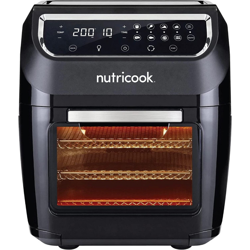 Nutricook Air Fryer Oven, 1800W, Digital/One Touch Control Panel Display, 8 Preset Programs, 12L, Black - AO112K