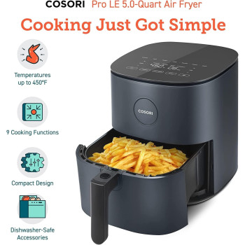 COSORI Air Fryer 4.7L, 9-in-1 Compact Air Fryers Oven, 30 Recipes Cookbook, Digital Temperd Glass Display - CAF-L501