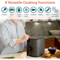COSORI Air Fryer 4.7L, 9-in-1 Compact Air Fryers Oven, 30 Recipes Cookbook, Digital Temperd Glass Display - CAF-L501