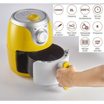 Ariete Air Fryer Mini 2L, With 6 Programs For Baking And Frying, 1000W - ART4615