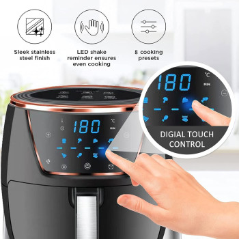 7.2 L Air Fryer, 8 Preset Programs, 1500W Electric Hot Air Fryers LCD Touch Screen, Nonstick Basket, Timer & Temperature Control Oilless Cooker 