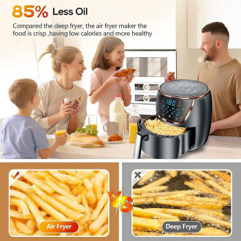 7.2 L Air Fryer, 8 Preset Programs, 1500W Electric Hot Air Fryers LCD Touch Screen, Nonstick Basket, Timer & Temperature Control Oilless Cooker 
