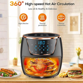 7.2 L Air Fryer, 8 Preset Programs, 1500W Electric Hot Air Fryers LCD Touch Screen, Nonstick Basket, Timer & Temperature Control Oilless Cooker 