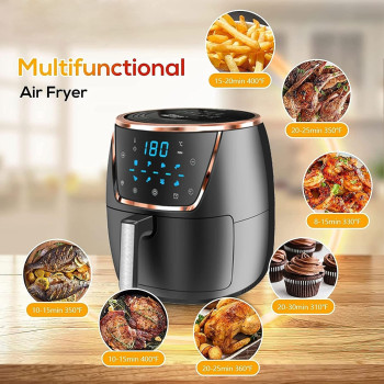 7.2 L Air Fryer, 8 Preset Programs, 1500W Electric Hot Air Fryers LCD Touch Screen, Nonstick Basket, Timer & Temperature Control Oilless Cooker 
