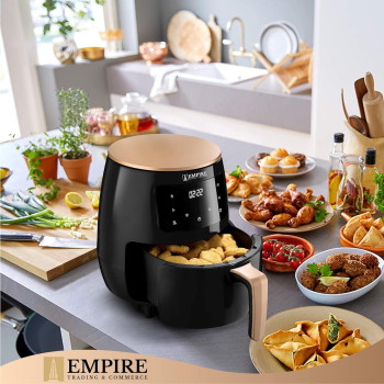Empire Air Fryer 4.5L with Non-Stick Basket, 1400W High Power Digital Airfryer, 8 Pre-Set Functions, Digital LCD Smart Touch Screen Air Fryer Oven for Kitchen