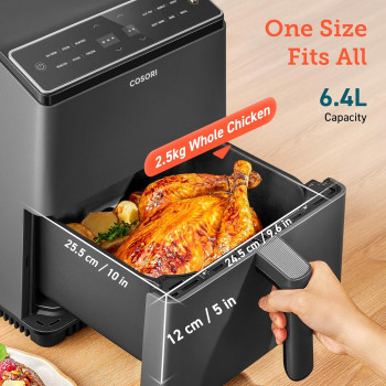 COSORI Smart Air Fryer Oven Dual Blaze 6.4L, Double Heating Elements, Cookbook, No Shaking & No Preheating, APP Control, 12 Functions, Air Fry, Roast, Bake, Reheat, Dishwasher Safe - CAF-P583S 1 Year Warranty