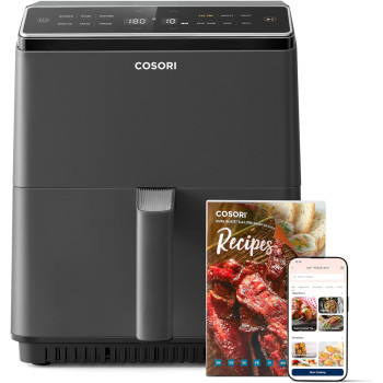 COSORI Smart Air Fryer Oven Dual Blaze 6.4L, Double Heating Elements, Cookbook, No Shaking & No Preheating, APP Control, 12 Functions, Air Fry, Roast, Bake, Reheat, Dishwasher Safe - CAF-P583S 1 Year Warranty