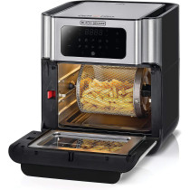 Black & Decker XL Digital Air Fryer Oven 1500W 12L, 10 Presets 360 Rapid Air Convection Tech Temp-Time Control For Little/No-Oil Healthy Frying Grilling Roasting & Baking, AOF100-B5