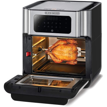 Black & Decker XL Digital Air Fryer Oven 1500W 12L, 10 Presets 360 Rapid Air Convection Tech Temp-Time Control For Little/No-Oil Healthy Frying Grilling Roasting & Baking, AOF100-B5