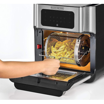 Black & Decker XL Digital Air Fryer Oven 1500W 12L, 10 Presets 360 Rapid Air Convection Tech Temp-Time Control For Little/No-Oil Healthy Frying Grilling Roasting & Baking, AOF100-B5