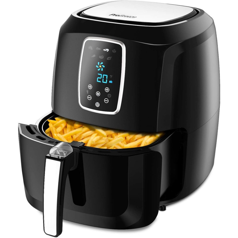 Pro Breeze XL Air Fryer 5.5L 1800W With Digital Display Timer And Fully Adjustable Temperature Control For Healthy Oil Free & Low Fat Cooking - AF-02-UK-FBA