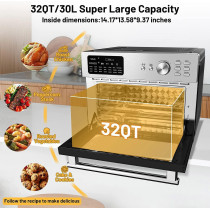 Dxmocos 30L Air Fryer Toaster Oven,Stainless Steel Air Fryer Rotisserie Combo,21 in 1 Countertop Ovens, Innovative 360 Air Frying Technology,Large Air Fryers Oven