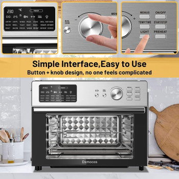 Dxmocos 30L Air Fryer Toaster Oven,Stainless Steel Air Fryer Rotisserie Combo,21 in 1 Countertop Ovens, Innovative 360 Air Frying Technology,Large Air Fryers Oven