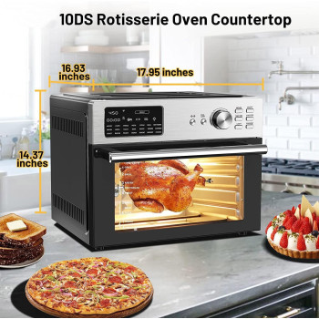 Dxmocos 30L Air Fryer Toaster Oven,Stainless Steel Air Fryer Rotisserie Combo,21 in 1 Countertop Ovens, Innovative 360 Air Frying Technology,Large Air Fryers Oven