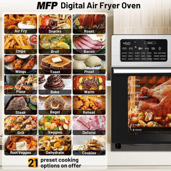 Dxmocos 30L Air Fryer Toaster Oven,Stainless Steel Air Fryer Rotisserie Combo,21 in 1 Countertop Ovens, Innovative 360 Air Frying Technology,Large Air Fryers Oven