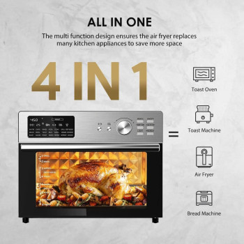 Dxmocos 30L Air Fryer Toaster Oven,Stainless Steel Air Fryer Rotisserie Combo,21 in 1 Countertop Ovens, Innovative 360 Air Frying Technology,Large Air Fryers Oven