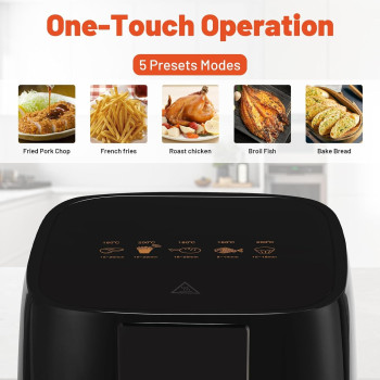 Xoopla Air Fryer, Smart Air Fryer 1500W Powerful Electric Air Fryers 360 Hot Air Convection Technology Quick, Meals, Technology, 5 Preset & High Auto Shut off