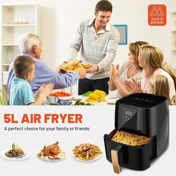 Xoopla Air Fryer, Smart Air Fryer 1500W Powerful Electric Air Fryers 360 Hot Air Convection Technology Quick, Meals, Technology, 5 Preset & High Auto Shut off